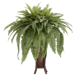 Nearly Natural Boston Fern W/Stand Silk Plant 38"