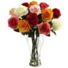 Nearly Natural 18-in Assorted Blooming Roses With Vase -Nearly Natural GUEST 046a3cd4 3361 4305 b779 25e291156439
