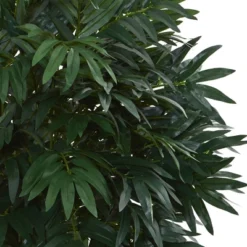 37" X 22" Artificial Double Bamboo Palm In White Tower Vase - Nearly Natural