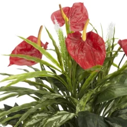 Nearly Natural Mixed And Anthurium W/Decorative Vase Silk Plant