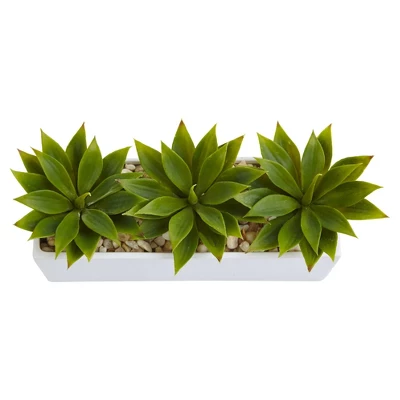 Agave Succulent In Rectangular Planter - Nearly Natural 4 Agave Succulent In Rectangular Planter - Nearly Natural - Image 2