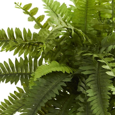 20" X 14" Artificial Boston Fern Plant In Decorative Planter Brown - Nearly Natural 3 20" X 14" Artificial Boston Fern Plant In Decorative Planter Brown - Nearly Natural