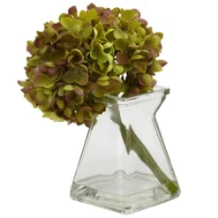 Set Of 3 Artificial Hydrangea Plant In Glass Vase - Nearly Natural -Nearly Natural GUEST 18bb499f 4bcc 411f b86e a86923aecaf9