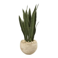 Nearly Natural 32” Sansevieria Artificial Plant In Sand Colored Planter