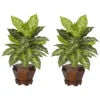 Nearly Natural Dieffenbachia W/Wood Vase Silk Plant (Set Of 2) -Nearly Natural GUEST 2938dfa9 d807 42f4 86e1 0a0173e1dfea