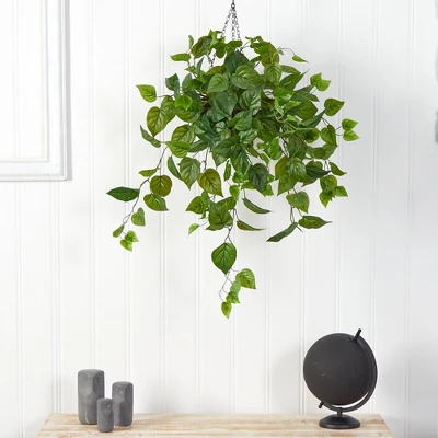 Nearly Natural 2.5-ft Philodendron Artificial Plant In Hanging Basket 4 Nearly Natural 2.5-ft Philodendron Artificial Plant In Hanging Basket - Image 2
