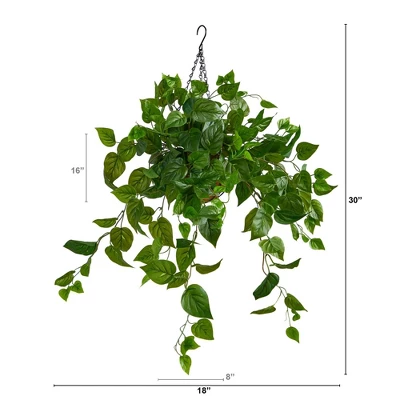 Nearly Natural 2.5-ft Philodendron Artificial Plant In Hanging Basket 3 Nearly Natural 2.5-ft Philodendron Artificial Plant In Hanging Basket