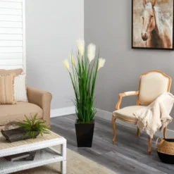 Nearly Natural 4.5-ft Wheat Plum Grass Artificial Plant In Black Metal Planter -Nearly Natural GUEST 3240332c 39b6 46b7 a714 1cbd3f13e72f