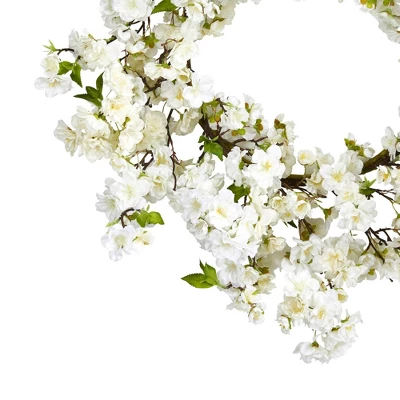 24" Artificial Cherry Blossom Wreath - Nearly Natural 3 24" Artificial Cherry Blossom Wreath - Nearly Natural