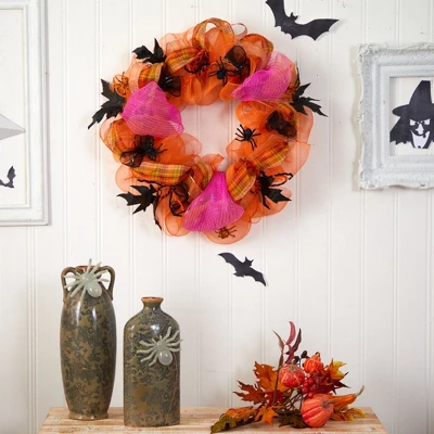 Nearly Natural 26" Halloween Spider Mesh Wreath 4 Nearly Natural 26" Halloween Spider Mesh Wreath - Image 2