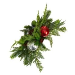 Nearly Natural 18-in Holiday Winter Cedar Pine Artificial Table Christmas Arrangement With Ornaments, Home Décor -Nearly Natural GUEST 62d1fc73 eb9f 4c83 bca3 0bf03860dcba