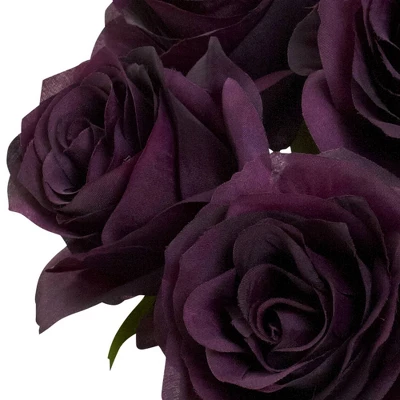 Rose Arrangement With Vase, Purple - Nearly Natural 3 Rose Arrangement With Vase, Purple - Nearly Natural