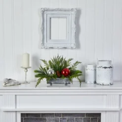 Nearly Natural 18-in Holiday Winter Cedar Pine Artificial Table Christmas Arrangement With Ornaments, Home Décor -Nearly Natural GUEST 756cc2d0 85ee 4148 868d 77d37c903c08