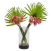Nearly Natural 27-in Calla Lily And Fan Palm Artificial Arrangement In Cylinder Glass Vase -Nearly Natural GUEST 80c33cd1 d0ea 460f 9f7a 444b3a74e720