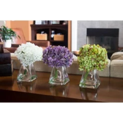 Set Of 3 Artificial Hydrangea Plant In Glass Vase - Nearly Natural -Nearly Natural GUEST 8e277cd6 6655 4844 9e03 a5274ad1ea41