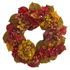 Nearly Natural 24” Fall Hydrangea Wreath