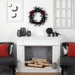 Nearly Natural 24” Eyeball Rose Halloween Artificial Wreath -Nearly Natural GUEST 933b951e aa05 4571 978d 1e3f0e4e5dfb