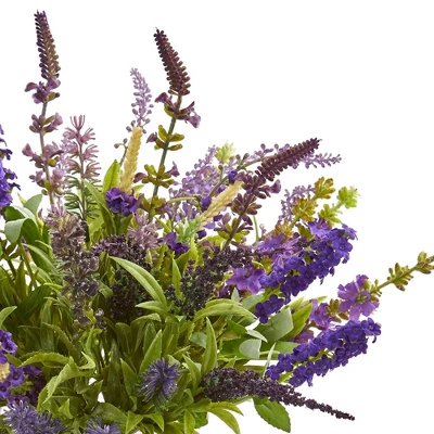 16" X 12" Artificial Lavender Bouquet Plant Arrangement In Vase - Nearly Natural 4 16" X 12" Artificial Lavender Bouquet Plant Arrangement In Vase - Nearly Natural - Image 2