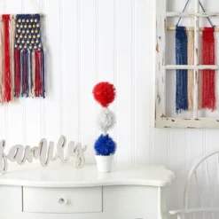 Nearly Natural 18-in Red, White And Blue “Americana” Artificial Topiary Plant With 35 Warm LED Lights -Nearly Natural GUEST 9d357584 b9d5 4fea 9812 b93f2e26fbfa