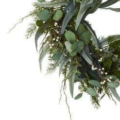 24" Artificial Eucalyptus And Mixed Greens Wreath - Nearly Natural