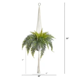 Nearly Natural 25-in Fern Hanging Artificial Plant In Decorative Basket