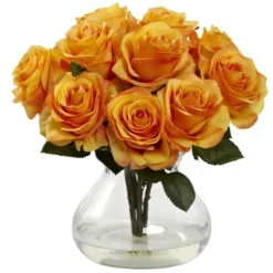 Nearly Natural 11-in Rose Arrangement With Vase -Nearly Natural GUEST c87f01bd ee3f 4a11 8ee1 8a20278ace8e