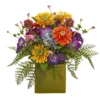 Nearly Natural 14-in Mixed Floral Artificial Arrangement In Green Vase -Nearly Natural GUEST cab7b949 9530 450c bdc4 3829665598c9