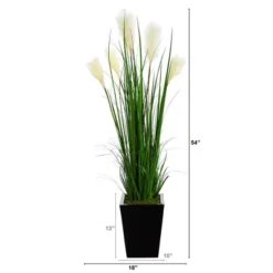 Nearly Natural 4.5-ft Wheat Plum Grass Artificial Plant In Black Metal Planter