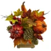Nearly Natural 11-in Pumpkin, Gourd, Berry And Maple Leaf Artificial Arrangement