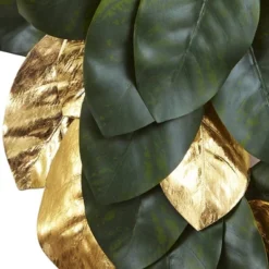 22" Artificial Magnolia Leaf Wreath Gold - Nearly Natural