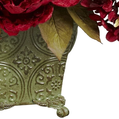 14" Peony & Hydrangea Silk Flower Arrangement - Nearly Natural 3 14" Peony & Hydrangea Silk Flower Arrangement - Nearly Natural - Image 2