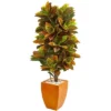 Nearly Natural 5.5-ft Croton Artificial Plant In Orange Planter (Real Touch) -Nearly Natural GUEST d76317f9 17a2 4d81 b0be 77f3ed64be2c