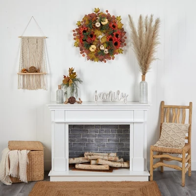 Nearly Natural 30” Fall Acorn, Sunflower, Berries And Autumn Foliage Artificial Wreath 5 Nearly Natural 30” Fall Acorn, Sunflower, Berries And Autumn Foliage Artificial Wreath - Image 3