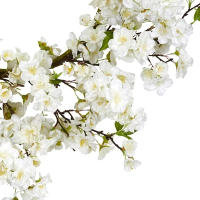 24" Artificial Cherry Blossom Wreath - Nearly Natural 4 24" Artificial Cherry Blossom Wreath - Nearly Natural - Image 2