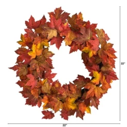Nearly Natural 22” Maple Leaf Artificial Wreath