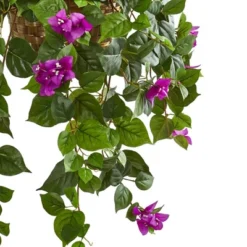 30" X 28" Artificial Bougainvillea Plant In Basket Pink - Nearly Natural