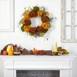 Nearly Natural 24” Fall Hydrangea Artificial Autumn Wreath -Nearly Natural GUEST f1da4c89 53aa 4f64 ab63 b490b5cd5b28