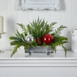 Nearly Natural 18-in Holiday Winter Cedar Pine Artificial Table Christmas Arrangement With Ornaments, Home Décor -Nearly Natural GUEST fe93d6c3 b29e 4435 ab62 5c150dde01b0