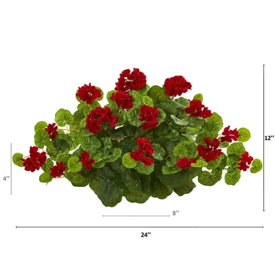 Nearly Natural 24-in Geranium Artificial Ledge Plant 3 Nearly Natural 24-in Geranium Artificial Ledge Plant