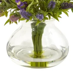 16" X 12" Artificial Lavender Bouquet Plant Arrangement In Vase - Nearly Natural